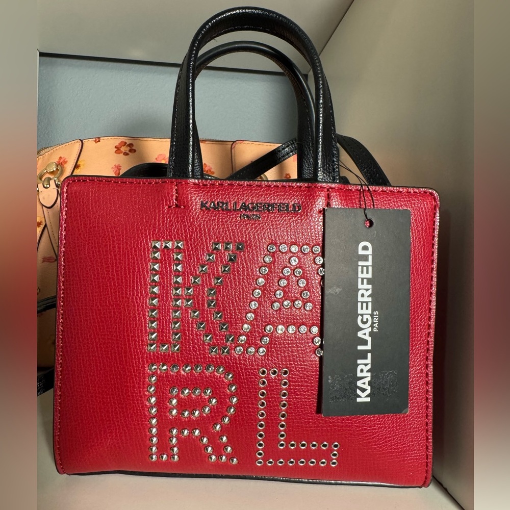 Karl Lagerfeld Red Leather Crossbody Handbag